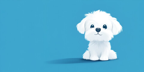 The white puppy icon. Cute cartoon character, funny pet. . A greeting card with love. A sticker with a print.