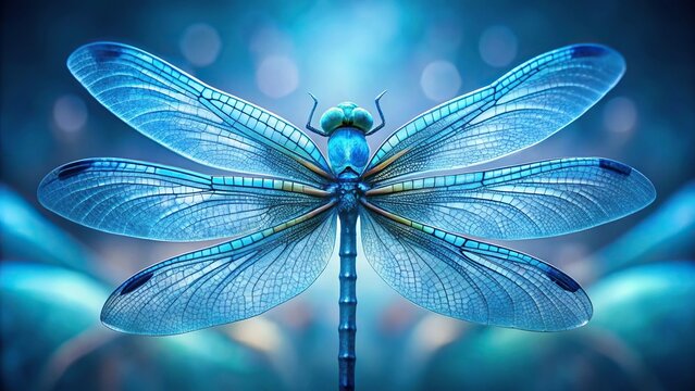 Abstract blue flower made with dragonfly wings Close-Up