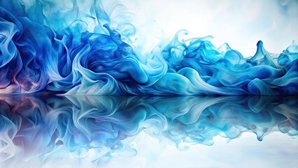 Abstract blue liquid art background created with alcohol ink on a white surface