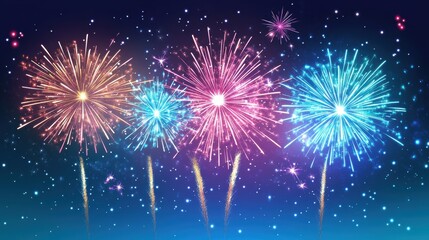 Colorful fireworks exploding in the night sky.