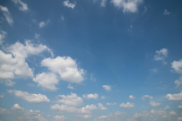 Blue sky beautiful and white cloud on day light with nature fluffy cloud sky background.
