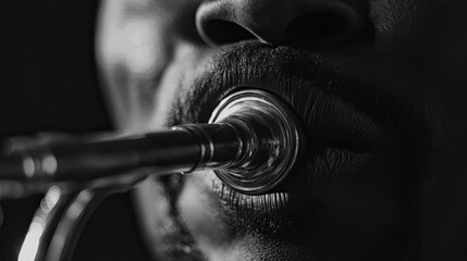 Close-up of a Man Playing a Trumpet with His Mouth