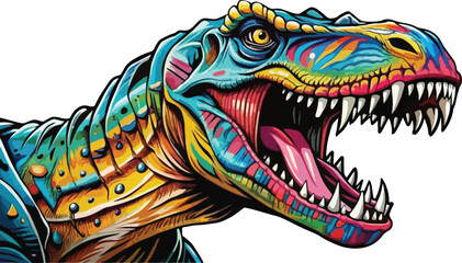 illustration of an angry t rex with sharp teeth © Animasi