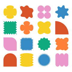 Set y2k geometric shape. Brutalism shapes, minimalist geometric elements, abstract forms.