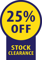 25% off stock clearance sign vector.eps