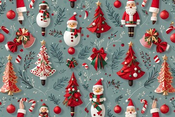 Christmas ornaments and decoration seamless pattern. Cute christmas seamless pattern