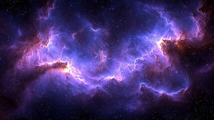 Fototapeta premium Cosmic Nebula Background Purple Blue and Orange