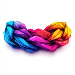 Low polygon ribbon, isolated on white background.