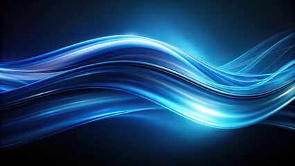 Fototapeta premium Abstract blue waves reflecting in the dark