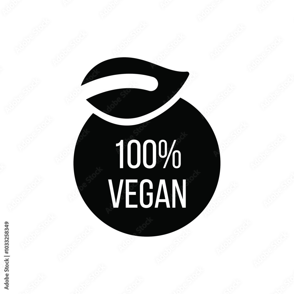 Poster 100% vegan icon web design in vector