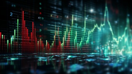 Abstract business background, stock market graph, digital data chart, technology. Generative ai