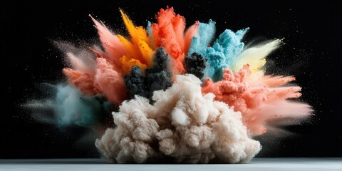 Fototapeta premium Colorful Powder Explosion on Black Background Abstract Art Design and Photography