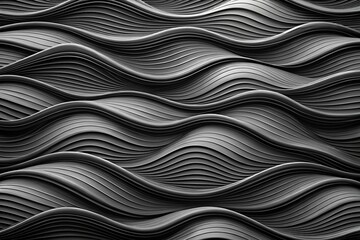 Abstract black wavy monochrome background with stylized dark waves