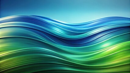 Abstract blue and green background with waves reflection
