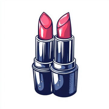 recommend clip art: Minimal line art style lipstick, isolated on white background.
