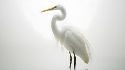 Great egret isolated on white background. 