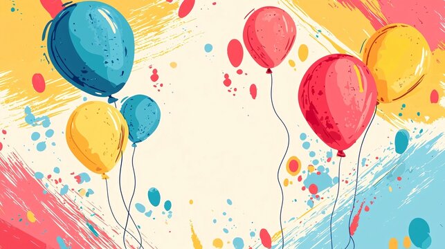 Vibrant poster template for a children's day celebration, adorned with cheerful balloons and playful designs, offering plenty of space for event information.