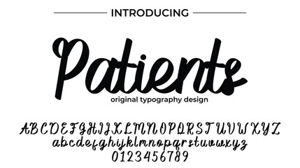 Patients Font Stylish brush painted an uppercase vector letters, alphabet, typeface