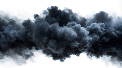 Abstract black dark fog clouds on white backdrop macro