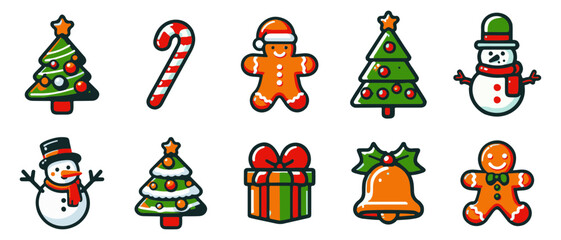 Set of vector illustration about Christmas and New year vibe, xmas icons
