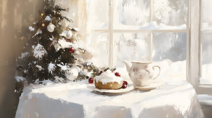 christmas cake on a table