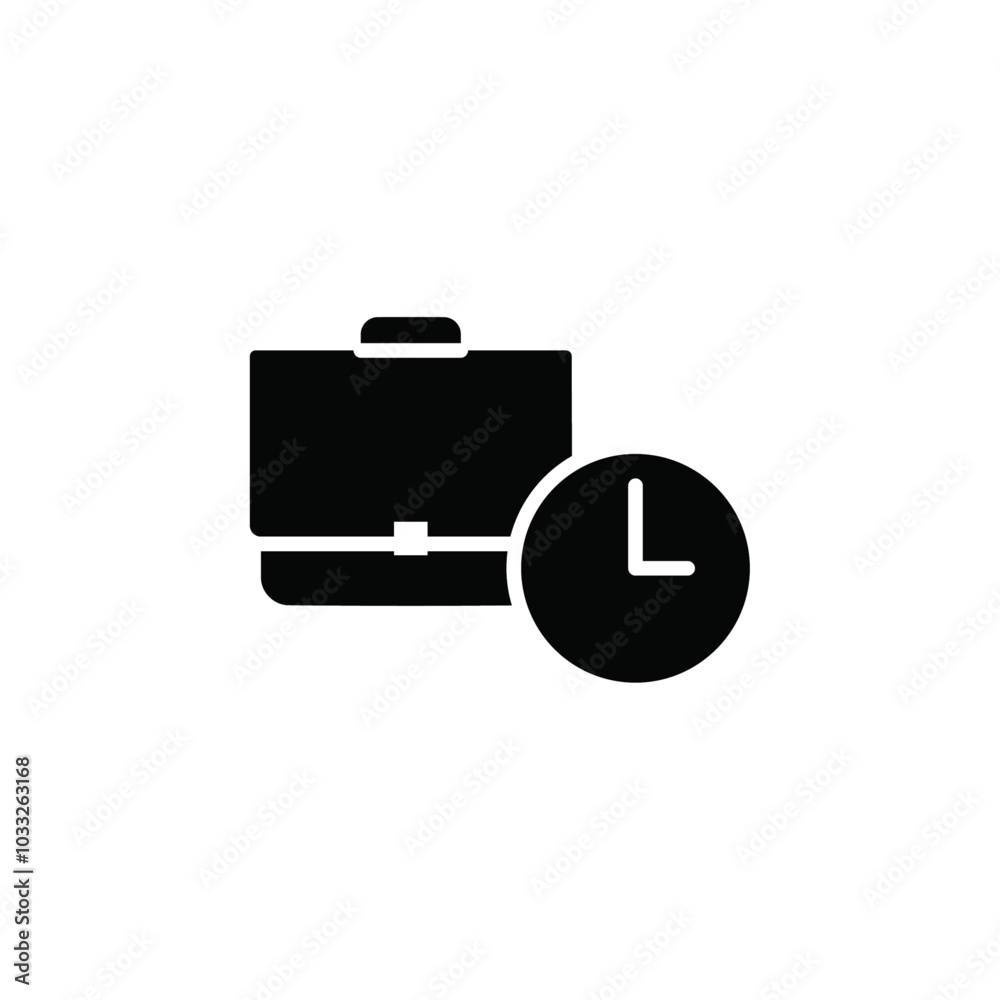 Poster briefcase with clock icon web design in vector