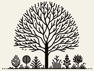 Naklejka premium 庭と木の素材