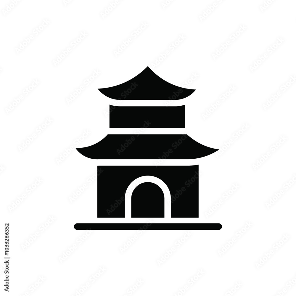 Poster Chinese temple icon web design in vector