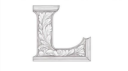 Ornate Hand-Drawn Letter with Leafy Design