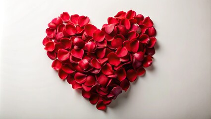 Passionate red heart of rose petals on light backdrop Silhouette