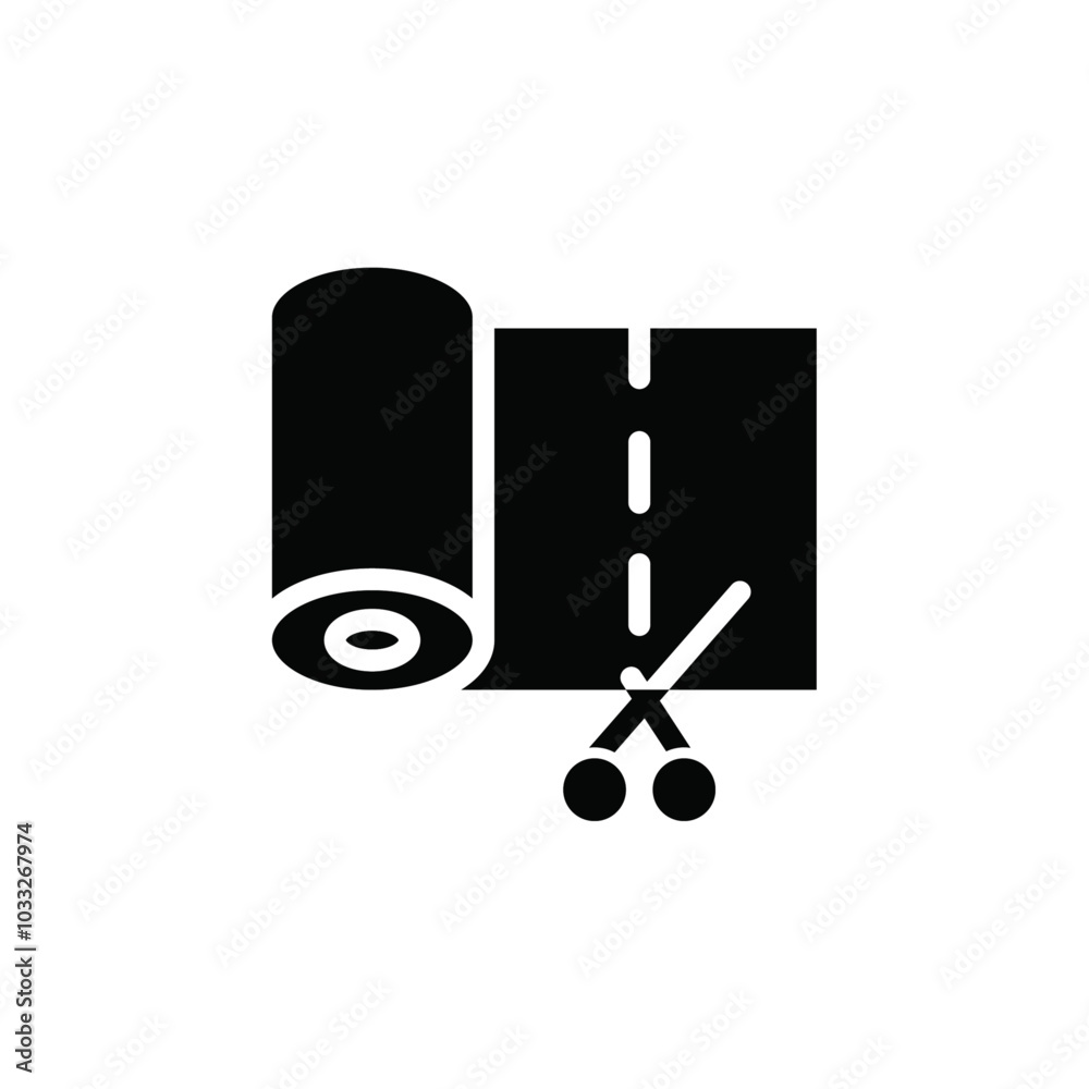 Poster Cut roll of fabric icon web design in vector