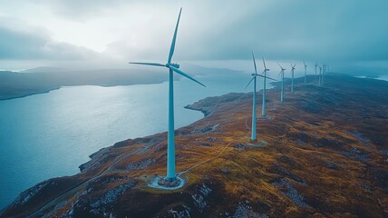 Fototapeta premium The wind farm contributes to Dublin's renewable energy goals, reducing carbon emissions.