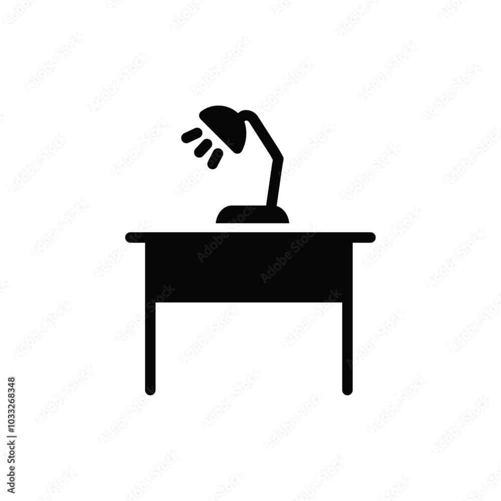 Aufkleber Desk with lamp icon web design in vector