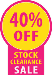40% off stock clearance sign vector.eps