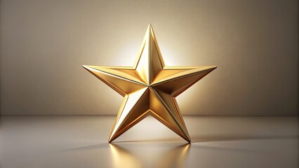 Obraz premium A single, gleaming golden star, a symbol of hope and achievement, stands proudly on a reflective surface, its five points reaching towards an unseen light source.