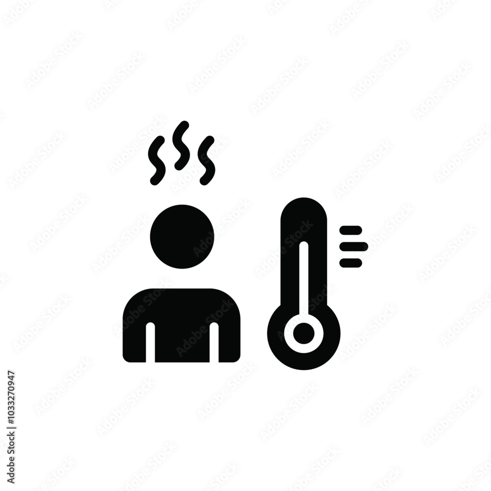 Poster fever, high temperature icon web design in vector