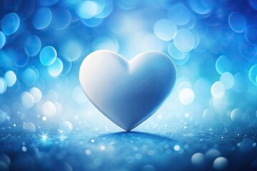 blue heart background with water reflections and copy space
