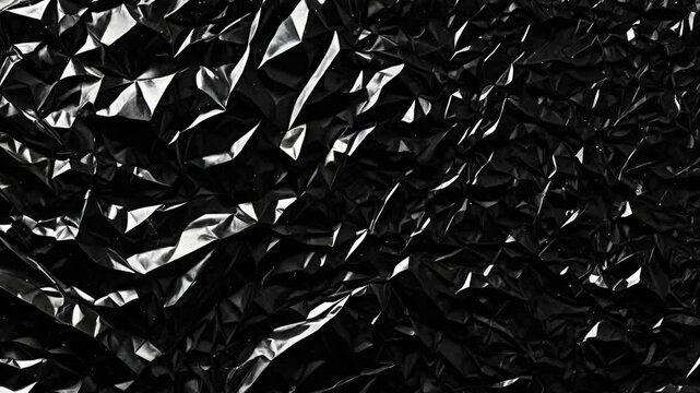 Abstract Crinkled Metallic Texture with High-Contrast Highlights, Wrinkled Surfaces, and Reflective Shadows - Perfect for 4K Cinematic Video Overlays, Visual Effects, and Modern Digital Art Creations