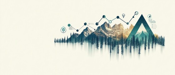 Naklejka premium An intricate illustration of a company's annual report with detail featuring nature and data visualization elements