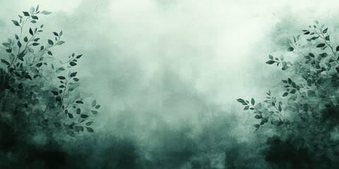 Obraz premium Watercolor painting of green leaves with a hazy background.