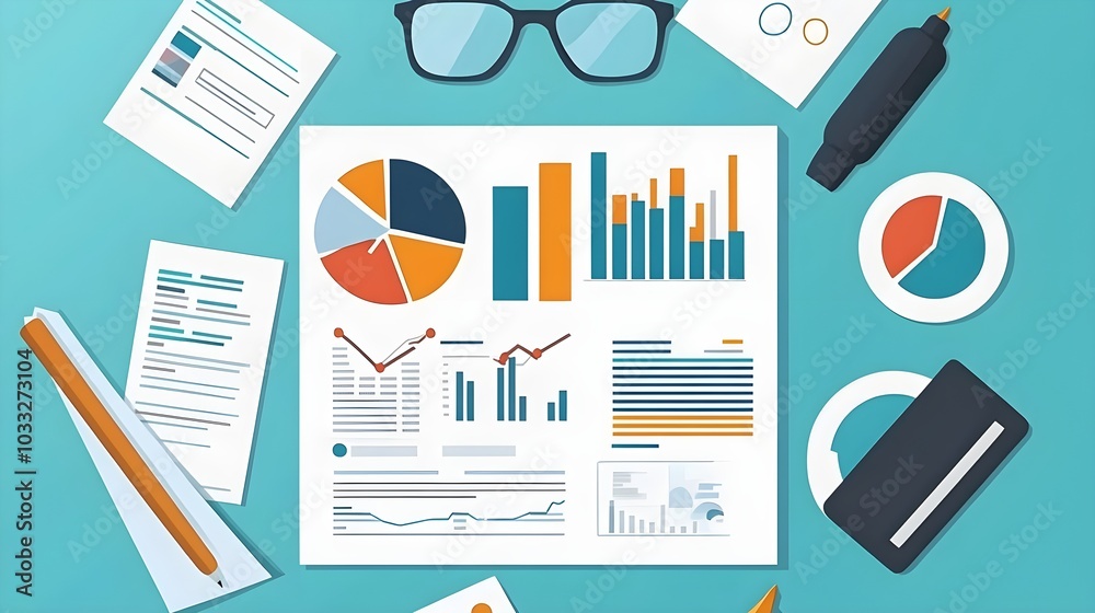Poster business data analytics report charts and graphs