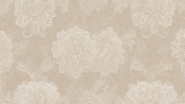 Fototapeta detailed and intricate wallpaper design, characterized by a classic and ornate style, with a repeating pattern that includes floral and vine motifs