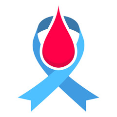 Obraz premium Blue Ribbon Symbol with Blood Drop World Diabetes Day