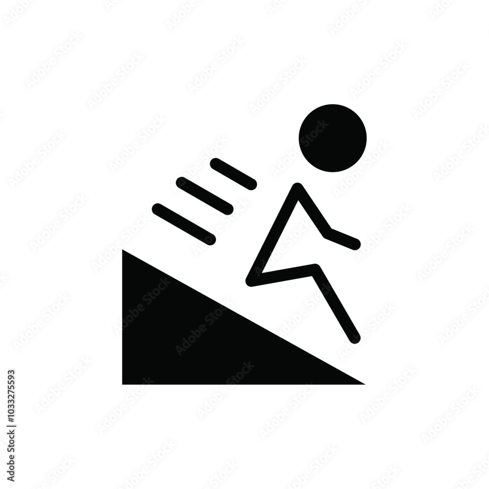 Aufkleber Man slide on slope icon web design in vector