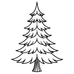 Obraz premium spruce line art vector illustration on a white background 