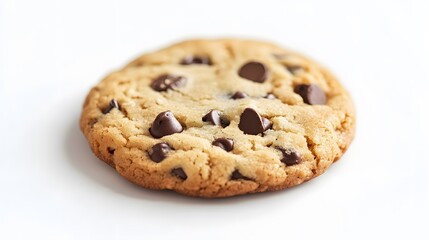 Chocolate chip cookie on white. 