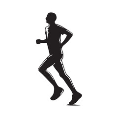 marathon run vector silhouette , side view of vector runner silhouette