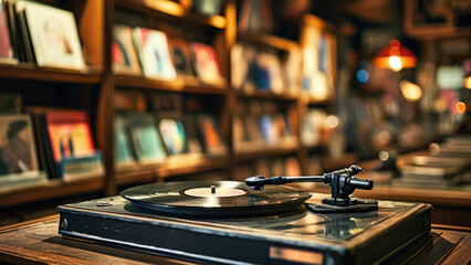 Obraz premium Cinematic Retro Vinyl: Embracing Nostalgic Sounds in the Digital Age