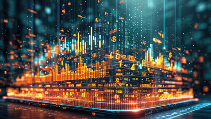 Obraz premium Economic Data in Futuristic Visuals: Presenting Information with a Modern Edge