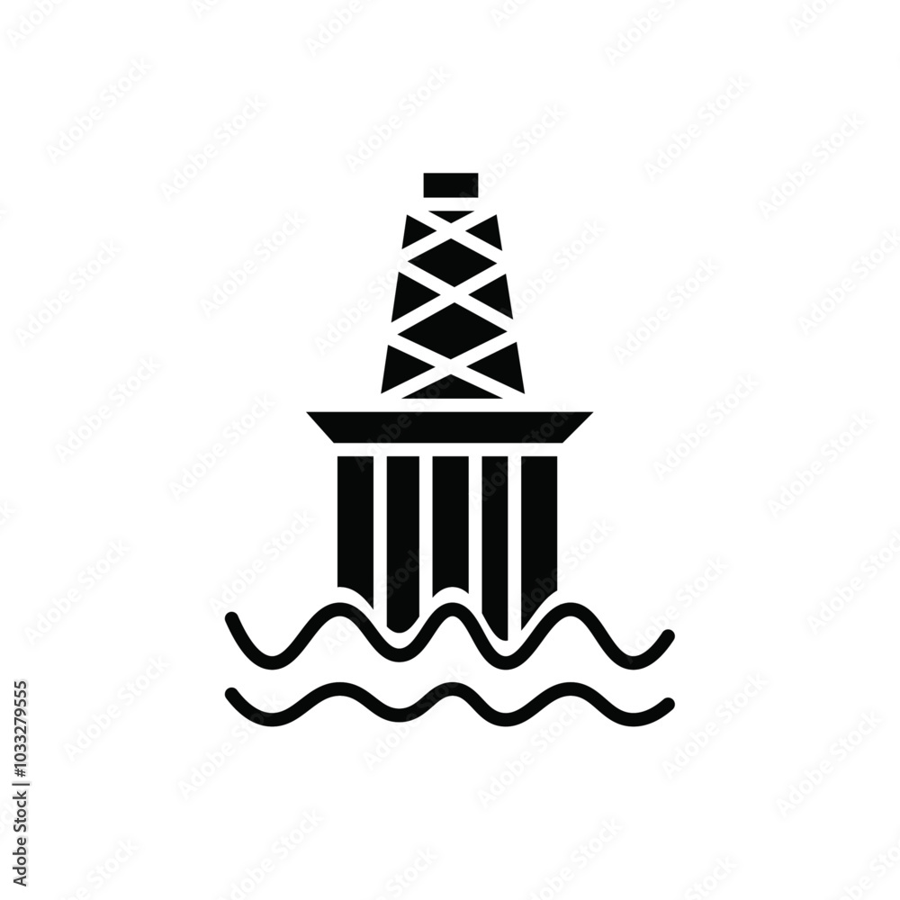 Poster oil platform icon web design in vector